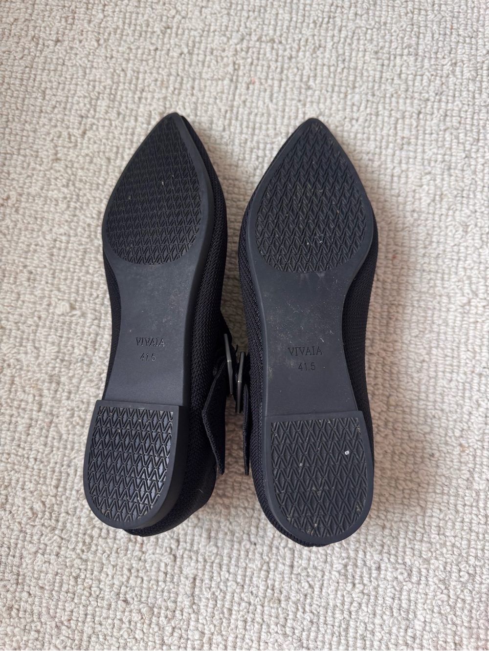 Vivaia | Pointed Black Maria Mary Jane Flats with Geometric Buckle ~ 41.5 US 10 - Picture 10 of 11